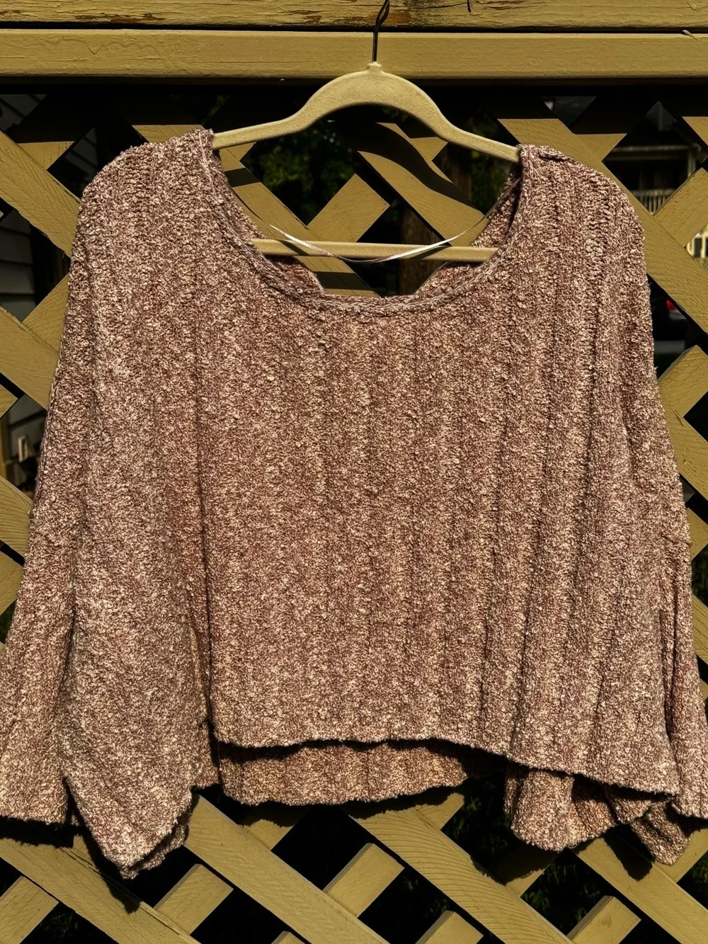Free People Mauve Mousse Textured Cropped Pullover